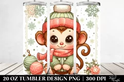 Cute Retro Baby Monkey Clipart, Transparent 20 Oz Tumbler Product Image 2