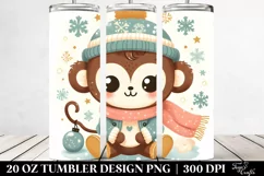 Cute Retro Baby Monkey Clipart, Transparent 20 Oz Tumbler Product Image 2