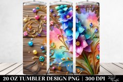 20 Oz Tumbler Sublimation | Colorful Delphinium Wooden Product Image 2