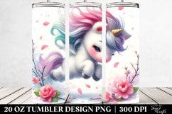 Cute Baby Unicorn Tumbling with Spring Petals | 20 Oz Product Image 2