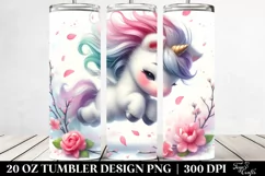Cute Baby Unicorn Tumbling with Spring Petals | 20 Oz Product Image 2
