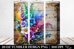20 Oz Tumbler Sublimation | Colorful Delphinium Wooden Art Product Image 2