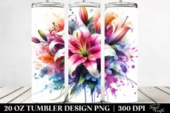 Vibrant Abstract Watercolor Bouquet | 20 Oz Tumbler Product Image 2