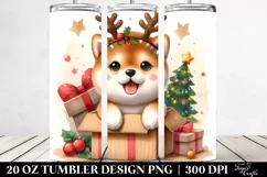 Enthusiastic Shiba Inu with Reindeer Horns, High-Quality PNG Product Image 2