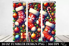 Vibrant Christmas Stockings Clipart, Transparent 20 Oz Product Image 2