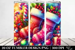 Vibrant Christmas Stockings Clipart, Transparent 20 Oz Product Image 2