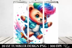 Cute Baby Bear Jumping with Cool Haircut | 20 oz Tumbler Product Image 2