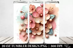 Shiny Cherry Blossom Watercolor Tumbler Product Image 2