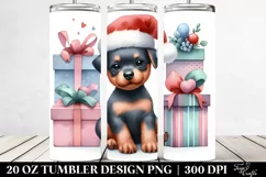 Enthusiastic Doberman Pinscher with Santa Hat PNG Product Image 2