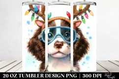 English Springer Spaniel with Reindeer Horns PNG Product Image 2