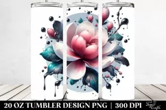Glossy Magnolia Watercolor | 20 Oz Tumbler Product Image 2