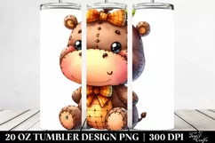 Colorful Plush Hippo Clipart, High-Res 20 Oz Tumbler Product Image 2