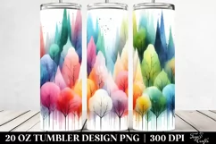 Colorful Watercolor Abstract & Pastel Trees | 20 oz Tumbler Product Image 2