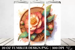 Stained Camellia Watercolor | 20 Oz Tumbler Product Image 2