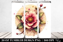 Watercolor Camellia with Golden Insertions | 20 oz Tumbler Product Image 2