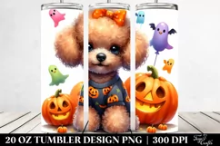 Colorful Poodle with Halloween Jack-O Lantern, Transparent Product Image 2