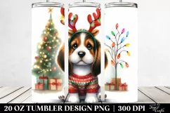 Expressive Basset Hound with Reindeer Horns PNG Product Image 2