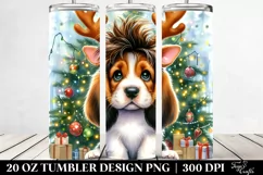 Expressive Basset Hound with Reindeer Horns PNG Product Image 2