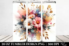 Colorful Watercolor Abstract Bouquet with Gold Foil | 20 oz Product Image 2
