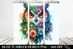 Abstract Vibrant Owl with Flowers. 20 Oz Tumbler Design Product Image 2