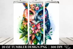 Abstract Watercolor Owl Flowers | 20 Oz Tumbler Product Image 2
