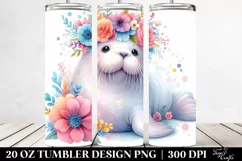 Cartoon Walrus Flower Crown | 20 oz Tumbler Product Image 2