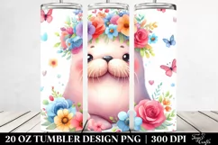 Cartoon Walrus Flower Crown | 20 oz Tumbler Product Image 2
