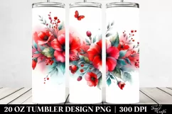 Vibrant Abstract Red Flowers | 20 Oz Tumbler Product Image 2