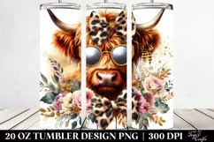 Elegant Highland Cow with Glitter and Animal Print | 20 oz Product Image 2