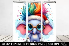 Vibrant Elephant with Santa Hat PNG Product Image 2