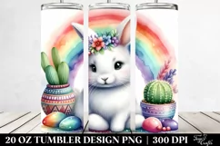 Colorful Baby Rabbit Sitting in Rainbow | 20 Oz Tumbler Product Image 2