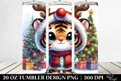 Expressive Tiger with Reindeer Horns PNG Product Image 2