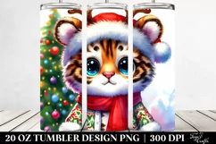 Expressive Tiger with Reindeer Horns PNG Product Image 2