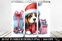 Expressive Basset Hound with Santa Hat PNG Product Image 2