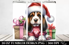 Expressive Basset Hound with Santa Hat PNG Product Image 2