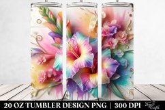 Colorful Gladiolus White Wood Gold Swirls Tumbler Product Image 2