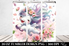 Cute Baby Unicorn Tumbling with Spring Petals | 20 oz Product Image 2