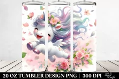 Cute Baby Unicorn Tumbling with Spring Petals | 20 oz Product Image 2