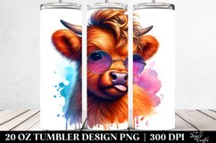 Colorful Highland Cow in Style PNG Product Image 2