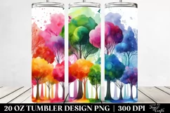 Colorful Watercolor Abstract & Vibrant Trees | 20 oz Tumbler Product Image 2
