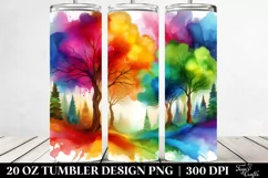 Colorful Watercolor Abstract & Vibrant Trees | 20 oz Tumbler Product Image 2