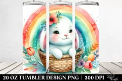 Colorful Baby Rabbit Sitting in Rainbow | 20 Oz Tumbler Product Image 2