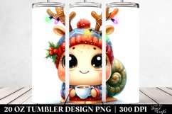 Expressive Snail with Reindeer Horns PNG Product Image 2