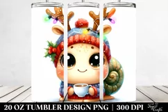 Expressive Snail with Reindeer Horns PNG Product Image 2