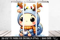 Expressive Snail with Reindeer Horns PNG Product Image 2
