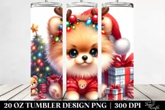 Pomeranian with Reindeer Horns PNG Product Image 2