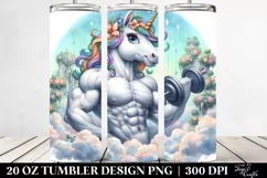 Cute Unicorn Posing as Body Builder | 20 Oz Tumbler Product Image 2