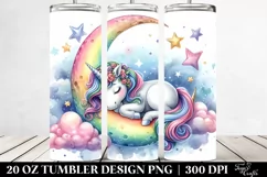 Colorful Unicorn Napping on Moon | 20 Oz Tumbler Product Image 2