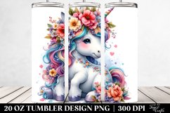 Baby Unicorn Flower Garland. 20 oz Tumbler Design Product Image 2
