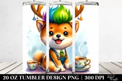 Shiba Inu with Tea Cup PNG Product Image 2